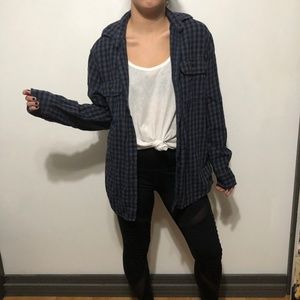 Blue and Grey Checkered Flannel